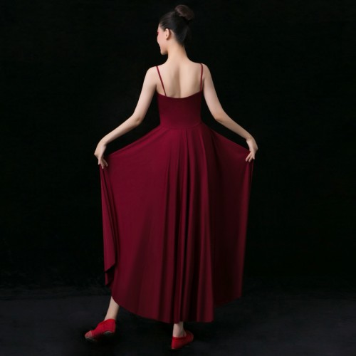 Women wine Chinese Classical dance dresses elegant Chinese style modern ballet dance dresses test practice clothes